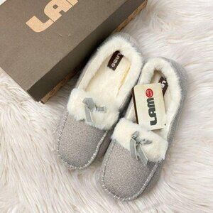 Lamo Light Gray Silver Glitter Slippers